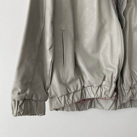 t. edwards Vintage Leather Bomber Jacket Grey Size S - Picture 3 of 11